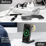 شارژر بی‌سیم مگنتی ۳ کاره برای موبایل، ایرپاد و ساعت هوشمند، مناسب خرید عمده برای واردات و پخش تجهیزات جانبی دیجیتال