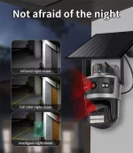 دوربین امنیتی خورشیدی 4MP AOV با لنز دوگانه، ضبط 24 ساعته و دید در شب رنگی، مناسب خرید عمده از چین و دبی، ضدآب و بی‌نیاز از برق شهری