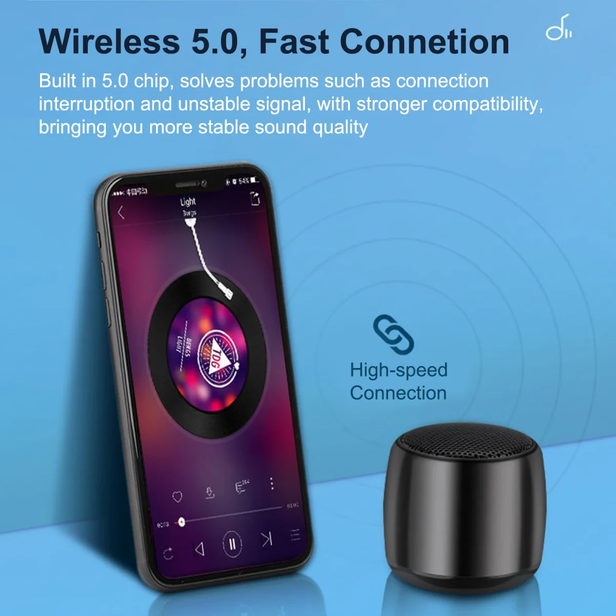 اسپیکر بلوتوث قابل حمل 5 وات با طراحی کوچک و بند دستی، مناسب استفاده در خانه، سفر و فضای باز، با کیفیت صدای شفاف و بیس قوی