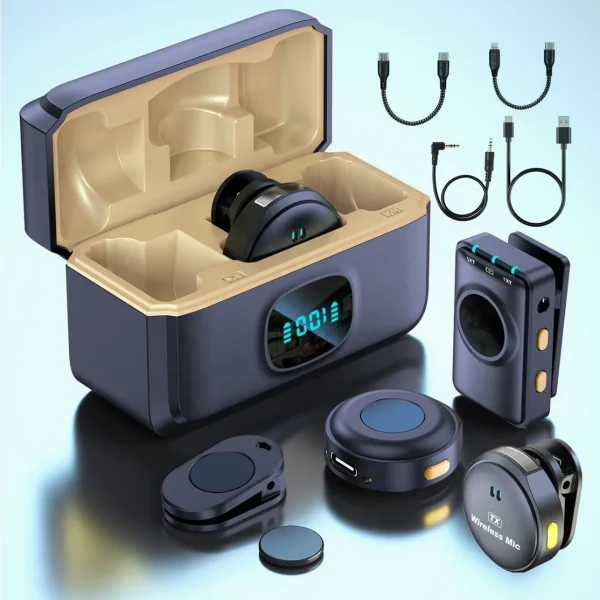 میکروفون یقه‌ای بی‌سیم Q8 Dual Output با رسیور چندکاره مناسب ولگ و مصاحبه