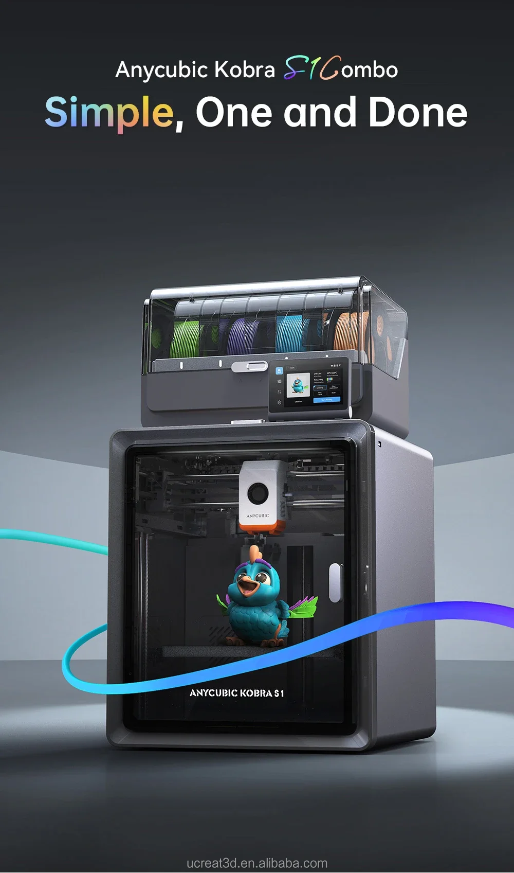 نمونه چاپ سه‌بعدی چندرنگ با پرینتر Anycubic Kobra S1