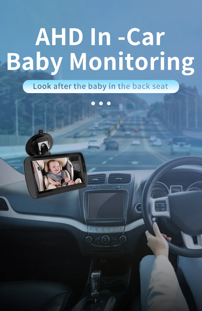 مانیتور دوربین کودک داخل خودرو 4.3 اینچ با قابلیت دید در شب، طراحی ایمن برای صندلی عقب و مناسب والدین جهت نظارت بر نوزاد در سفر