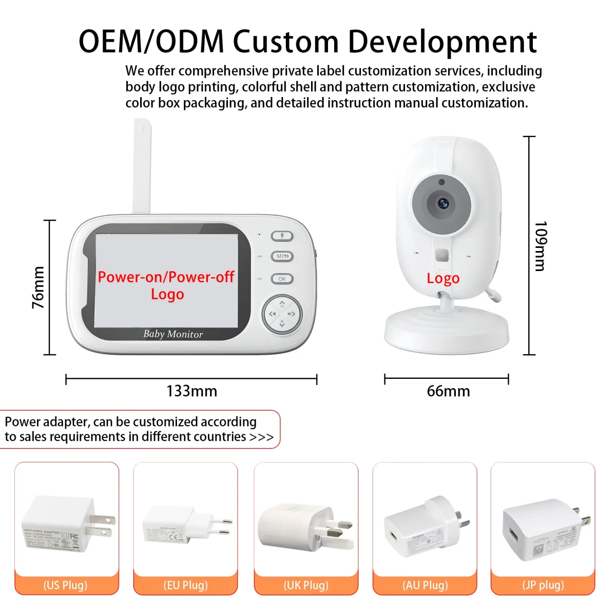 مانیتور کودک VB603Pro با صفحه 3.5 اینچ و کیفیت 720P HD، مجهز به دید در شب، مکالمه دوطرفه و تشخیص صدا برای نظارت ایمن بر نوزاد