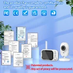 مانیتور کودک VB603Pro با صفحه 3.5 اینچ و کیفیت 720P HD، مجهز به دید در شب، مکالمه دوطرفه و تشخیص صدا برای نظارت ایمن بر نوزاد