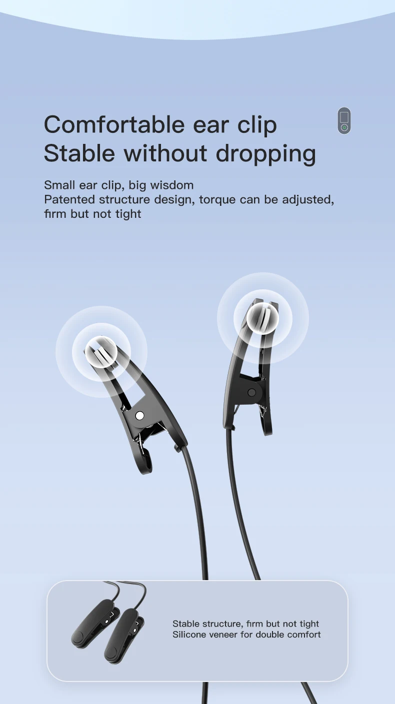 دستگاه CES Ear Clip در حال استفاده روی گوش کاربر برای کمک به خواب راحت و آرامش ذهن