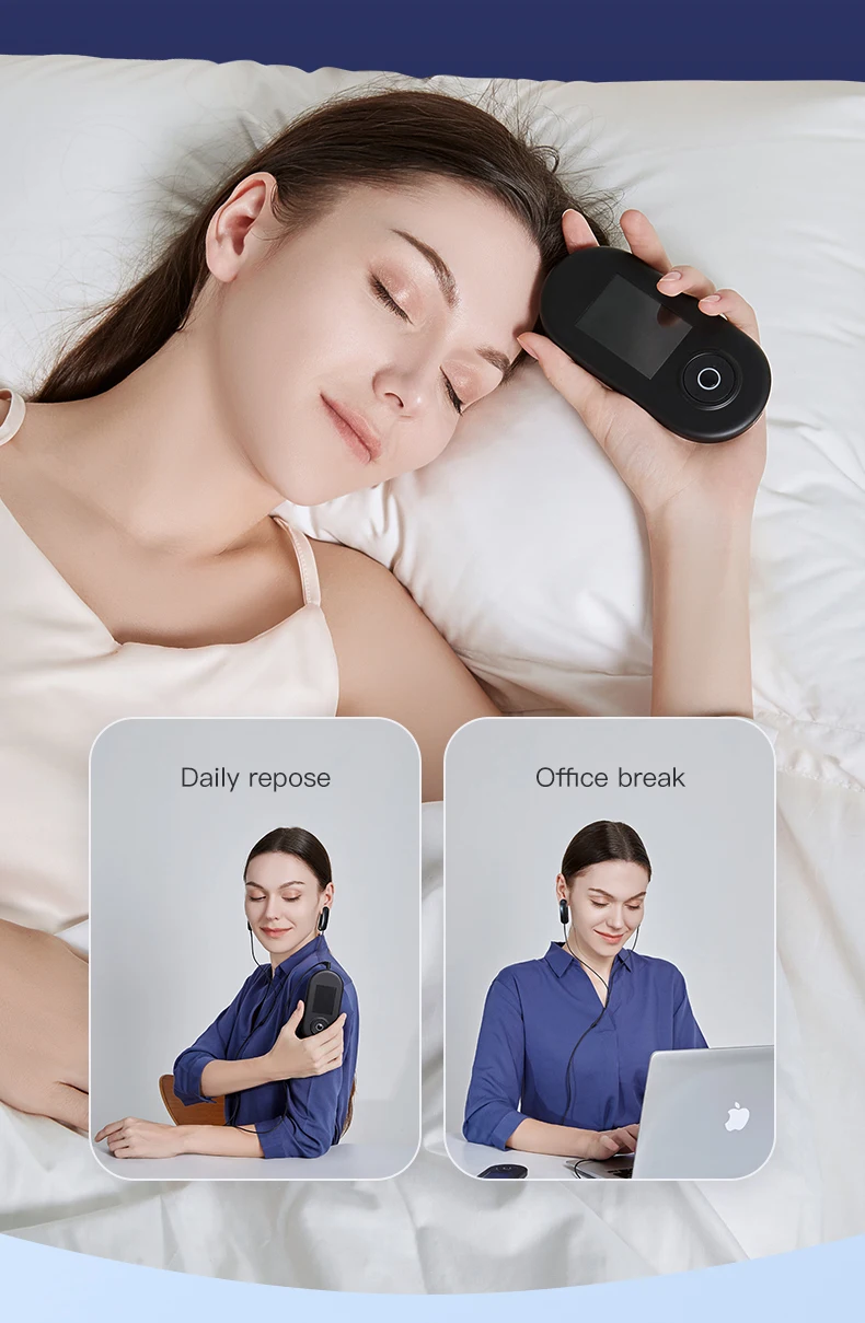 دستگاه CES Ear Clip در حال استفاده روی گوش کاربر برای کمک به خواب راحت و آرامش ذهن