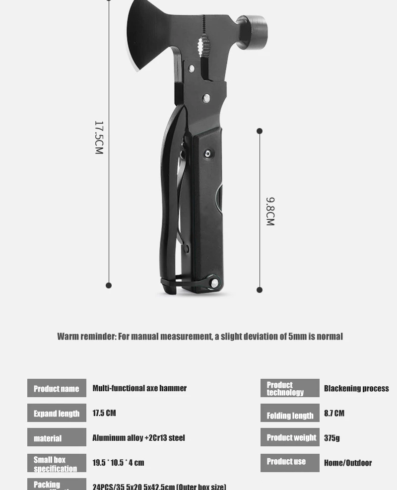 تبر و چکش چندکاره کمپینگ در حال استفاده برای خرد کردن چوب و کوبیدن میخ در فضای باز