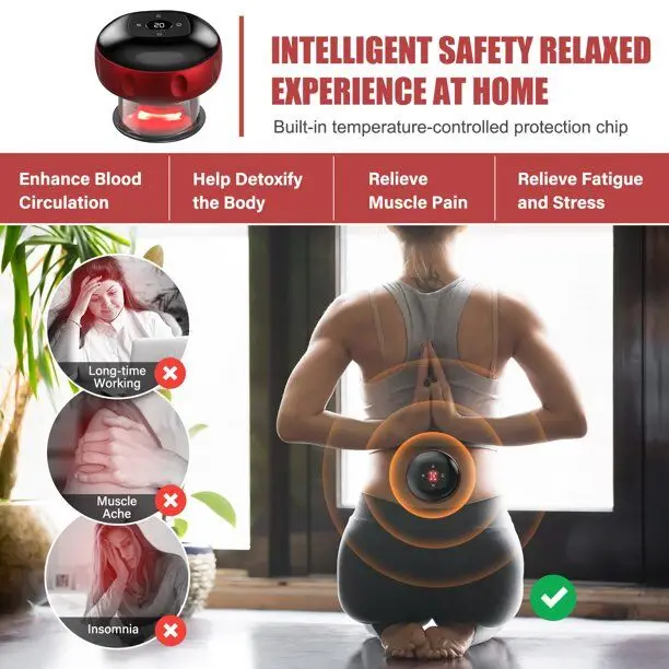 ماساژور بادکش برقی قابل شارژ با 6/12 سرعت، طراحی قابل حمل و هوشمند برای ماساژ درمانی، حجامت مدرن و رفع خستگی عضلات