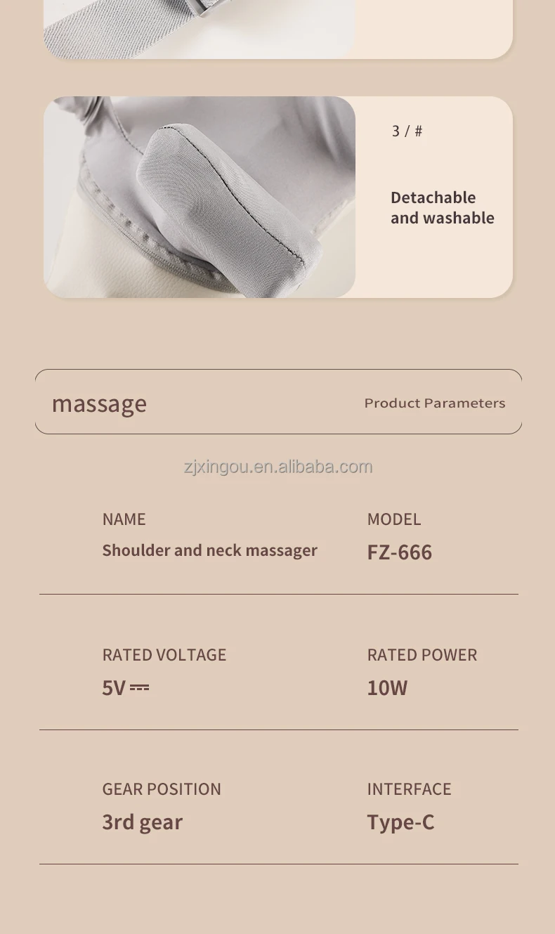 ماساژور بی‌سیم گردن و شانه با قابلیت گرمایش و کمپرس داغ، طراحی ارگونومیک و قابل حمل برای رفع خستگی و آرامش عضلات