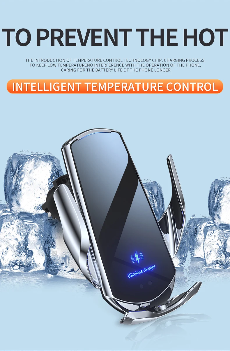 گوشی موبایل در حال شارژ روی استند بی‌سیم Q3 با قابلیت چرخش ۳۶۰ درجه