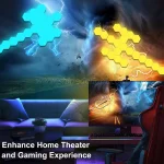 چراغ شش‌ضلعی هوشمند RGB با کنترل ریموت و لمس، مناسب خرید عمده از چین و دبی، نورپردازی مدرن دیواری