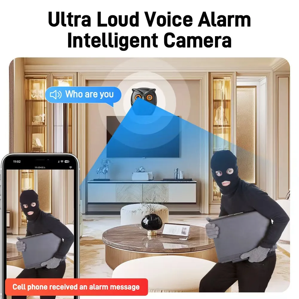 دوربین امنیتی ICSEE 1080P در حال نصب در خانه برای نظارت شبانه و مکالمه دوطرفه