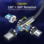 کابل شارژ مغناطیسی LED مدل 3in1 با قابلیت چرخش چندجهته و سه سری قابل تعویض، مناسب خرید عمده برای واردات و پخش در بازار ایران و کشورهای منطقه