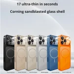 قاب شیشه‌ای مات لوکس مغناطیسی آیفون با طراحی ضد خش و پشتیبانی از شارژ بی‌سیم