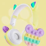 هدفون بلوتوث طرح میکی با چراغ LED و طراحی ضد استرس، مناسب خرید عمده برای واردات و پخش هدیه‌های فانتزی و دیجیتال