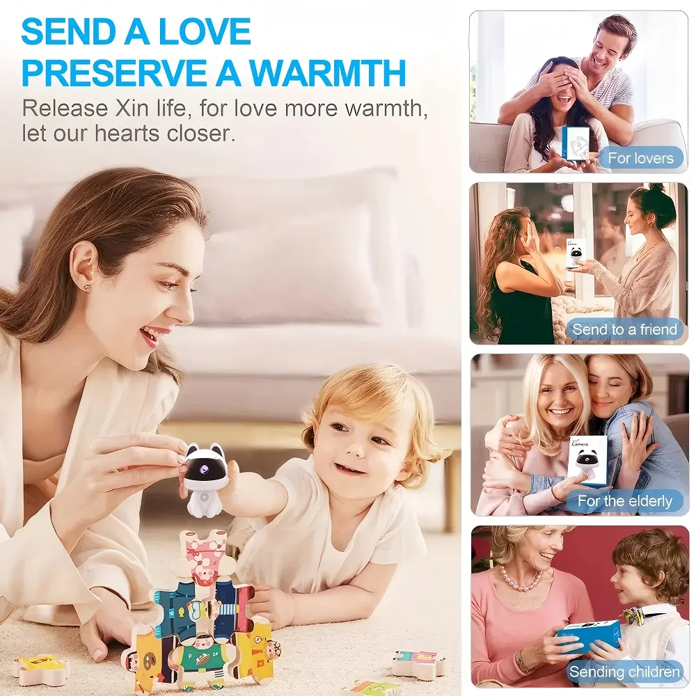 دوربین مینی بی‌سیم خانگی برای حیوانات و کودک با طراحی کوچک و سبک، مجهز به دید در شب و قابلیت اتصال به اپلیکیشن موبایل برای امنیت خانه و مراقبت از نوزاد