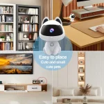 دوربین مینی بی‌سیم خانگی برای حیوانات و کودک با طراحی کوچک و سبک، مجهز به دید در شب و قابلیت اتصال به اپلیکیشن موبایل برای امنیت خانه و مراقبت از نوزاد