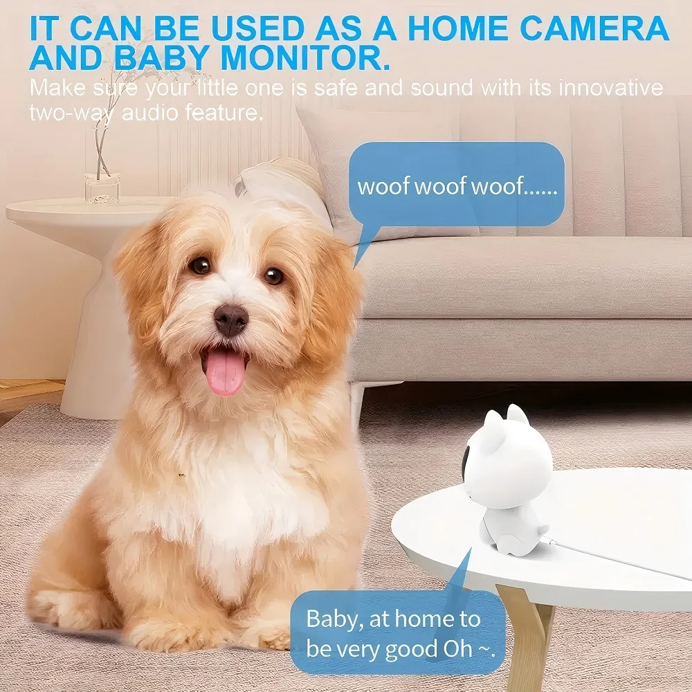 دوربین مینی بی‌سیم خانگی برای حیوانات و کودک با طراحی کوچک و سبک، مجهز به دید در شب و قابلیت اتصال به اپلیکیشن موبایل برای امنیت خانه و مراقبت از نوزاد