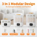 گرم‌کن چندکاره شیر و غذای کودک با قابلیت استریل بطری و بخارساز