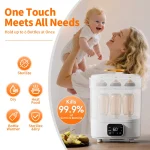 گرم‌کن چندکاره شیر و غذای کودک با قابلیت استریل بطری و بخارساز