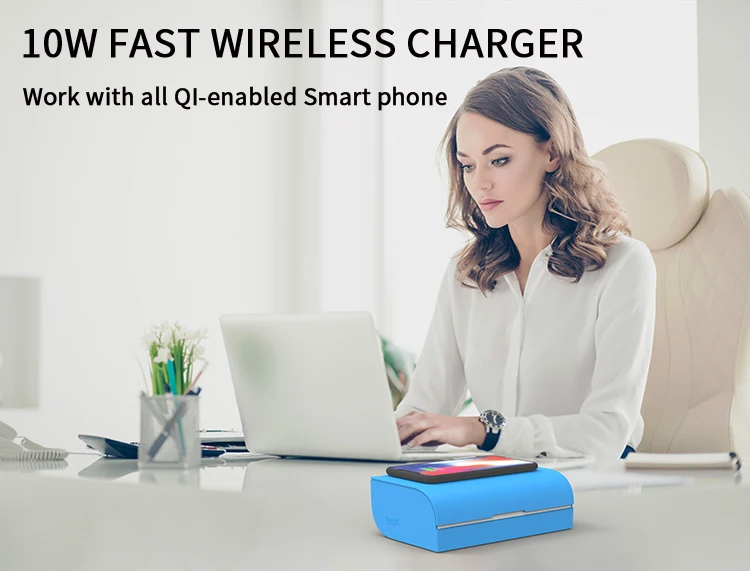 استریلایزر UV چندکاره در حال ضدعفونی موبایل و لوازم شخصی کوچک