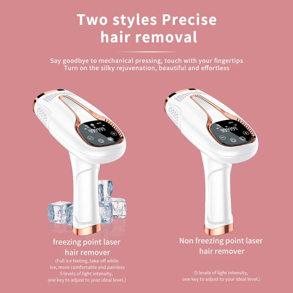 کاربر در حال استفاده از دستگاه لیزر IPL دیود فوتون برای حذف موهای زائد دست و پا