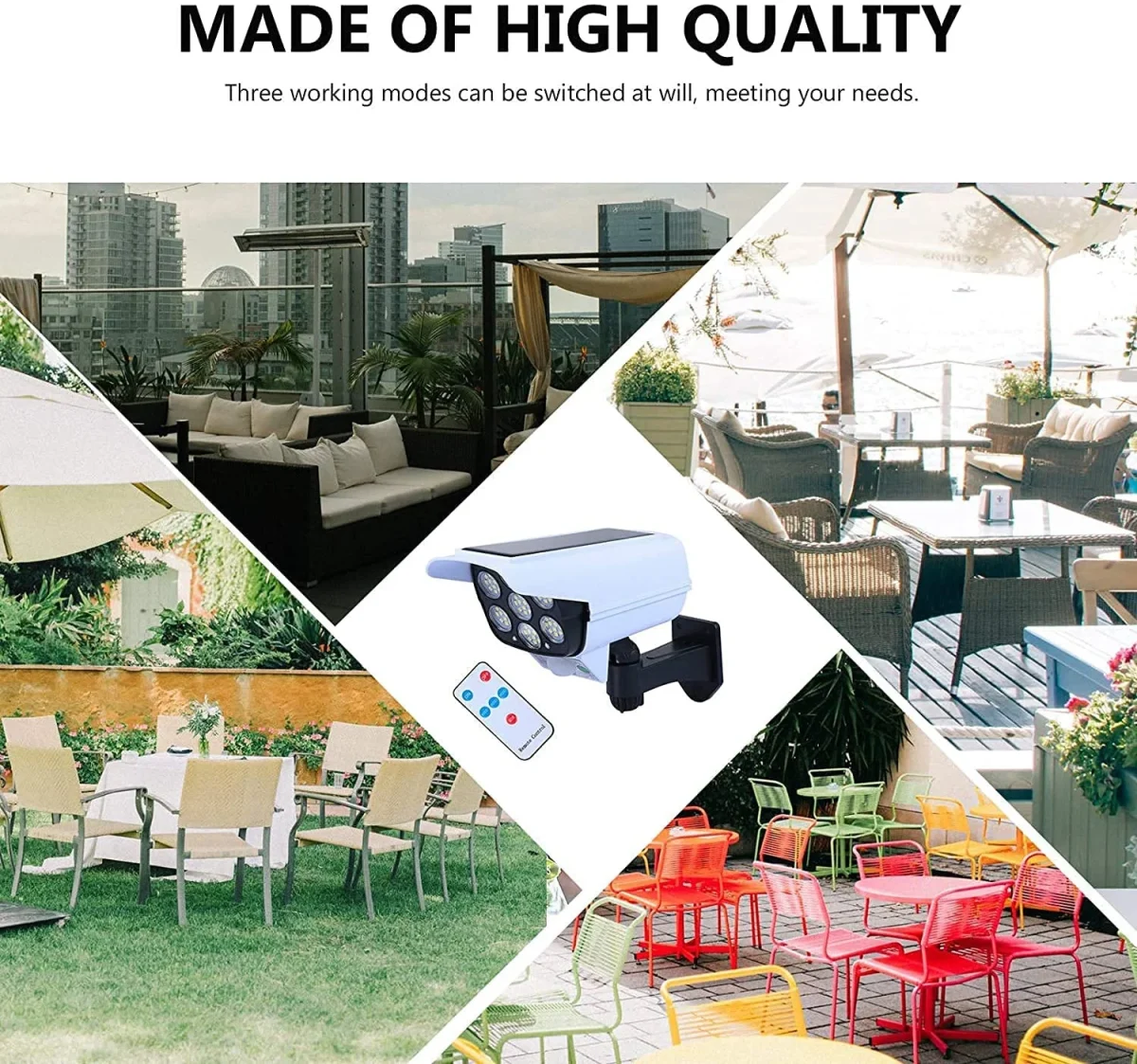 چراغ خورشیدی دیواری طرح دوربین مداربسته با سنسور حرکتی، مناسب خرید عمده از چین و دبی، ضدآب و مناسب برای امنیت و روشنایی حیاط و ورودی ساختمان