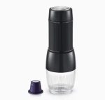 اسپرسوساز قابل حمل شارژی USB با بدنه استیل ضدزنگ و طراحی مدرن مناسب برای سفر و محل کار