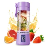 مخلوط‌کن قابل حمل شارژی USB با طراحی لیوانی 380 میلی‌لیتر و تیغه استیل ضدزنگ مناسب برای اسموتی و آبمیوه تازه