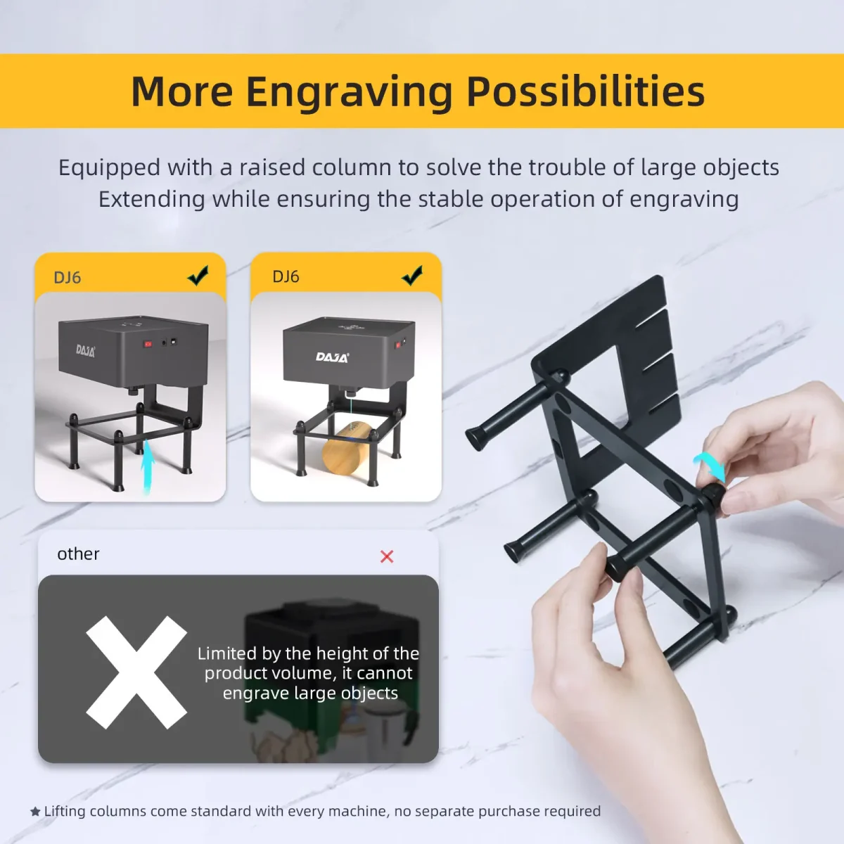 دستگاه حکاکی لیزری قابل حمل DAJA DJ6 با طراحی مینی و سبک، مناسب حکاکی روی چوب، پلاستیک، چرم و فلزات سبک برای کارهای DIY و تولیدی