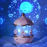 پروژکتور ستاره‌ای چرخشی با اسپیکر داخلی و طراحی کابین برای اتاق کودک