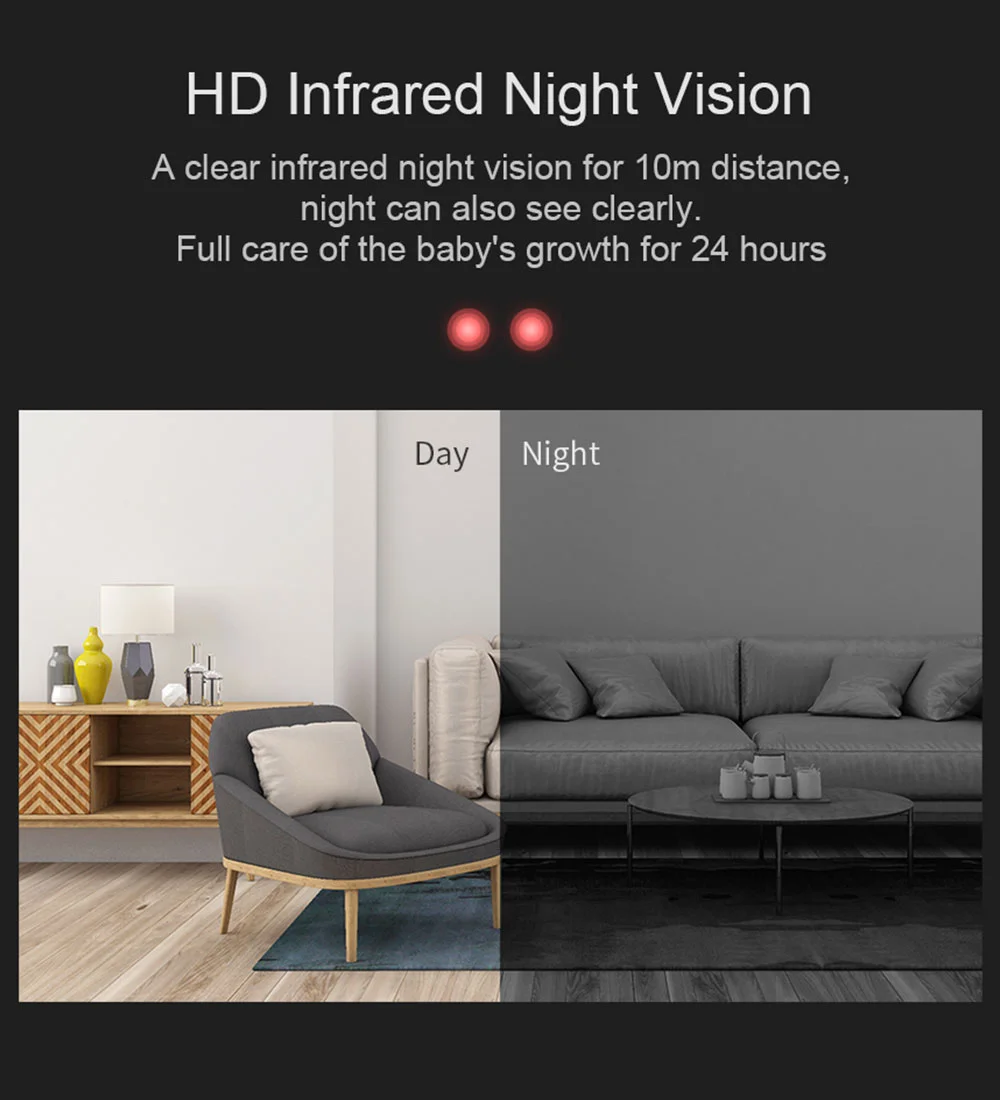 دوربین بی‌سیم وای‌فای مراقبت کودک Sectec با کیفیت 2 مگاپیکسل، طراحی کوچک و سبک، مجهز به دید در شب و قابلیت اتصال به اپلیکیشن موبایل برای امنیت کودک و خانه