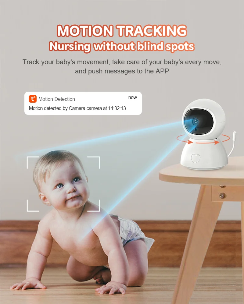 دوربین بی‌سیم وای‌فای مراقبت کودک Sectec با کیفیت 2 مگاپیکسل، طراحی کوچک و سبک، مجهز به دید در شب و قابلیت اتصال به اپلیکیشن موبایل برای امنیت کودک و خانه