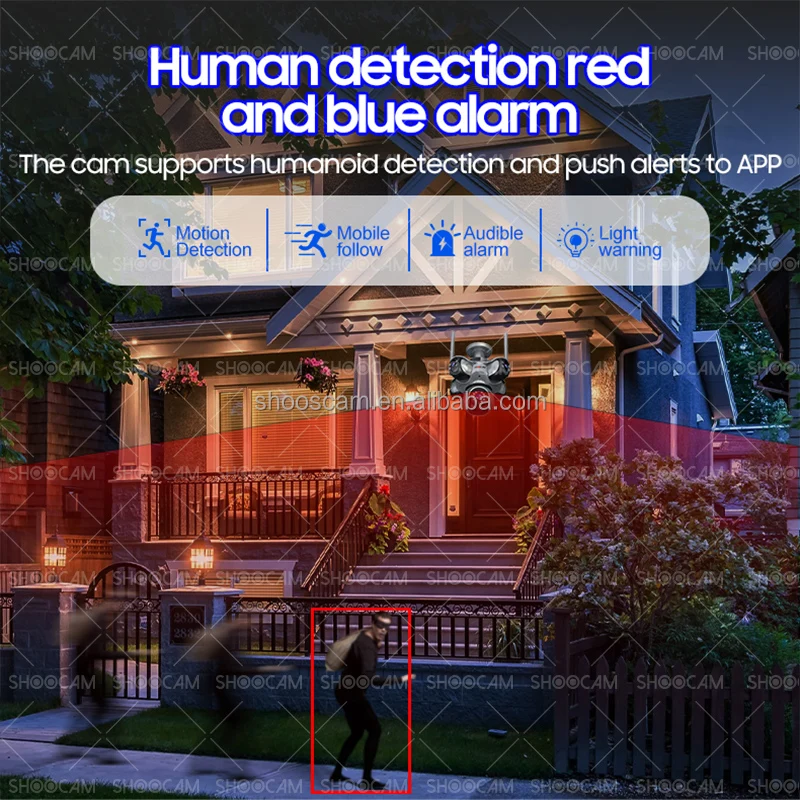 دوربین هوشمند ShooCam WiFi با 5 لنز و 5 PTZ، کیفیت 20 مگاپیکسل، سنسور CMOS و قابلیت تشخیص حرکت و هشدار صوتی برای امنیت خانگی و تجاری