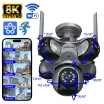 دوربین هوشمند ShooCam WiFi با 5 لنز و 5 PTZ، کیفیت 20 مگاپیکسل، سنسور CMOS و قابلیت تشخیص حرکت و هشدار صوتی برای امنیت خانگی و تجاری