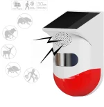 آژیر امنیتی خورشیدی فضای باز با صدای 120 دسی‌بل، ضدآب و مجهز به سنسور حرکتی PIR، مناسب ویلا، باغ، مزرعه و حیاط