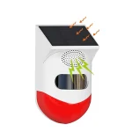 آژیر امنیتی خورشیدی فضای باز با صدای 120 دسی‌بل، ضدآب و مجهز به سنسور حرکتی PIR، مناسب ویلا، باغ، مزرعه و حیاط