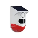 آژیر امنیتی خورشیدی فضای باز با صدای 120 دسی‌بل، ضدآب و مجهز به سنسور حرکتی PIR، مناسب ویلا، باغ، مزرعه و حیاط