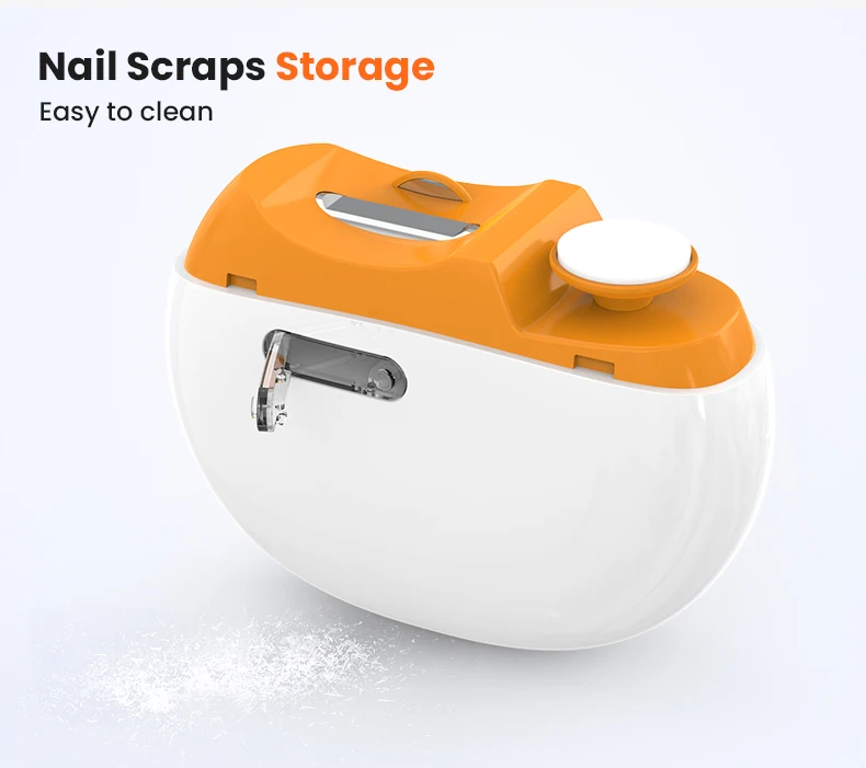 مادر در حال استفاده از ناخن‌گیر برقی ایمن کودک برای کوتاه کردن ناخن نوزاد