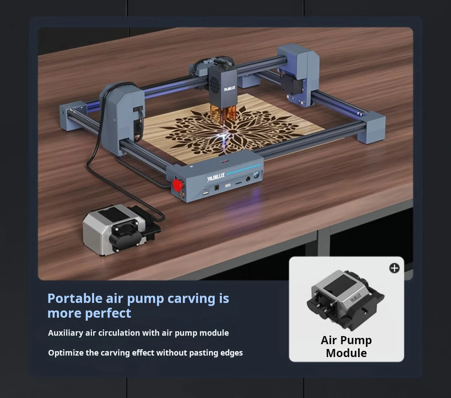 حکاکی دقیق لوگو روی چوب با دستگاه لیزر WAINLUX X1