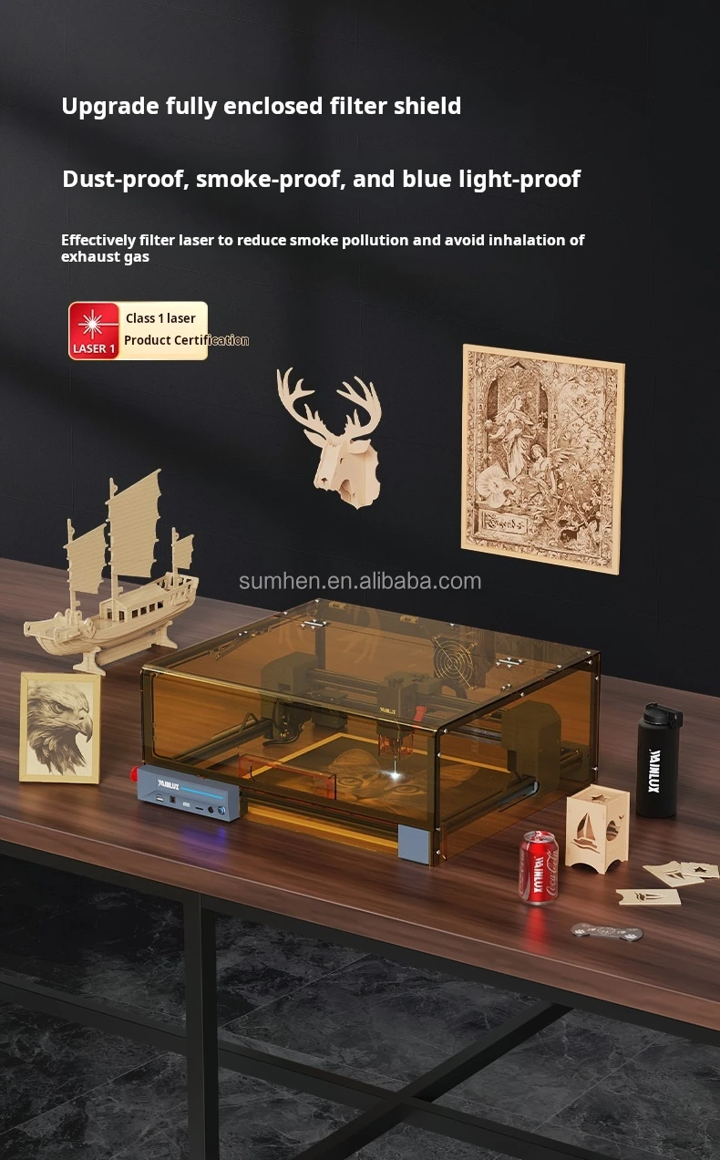 حکاکی دقیق لوگو روی چوب با دستگاه لیزر WAINLUX X1