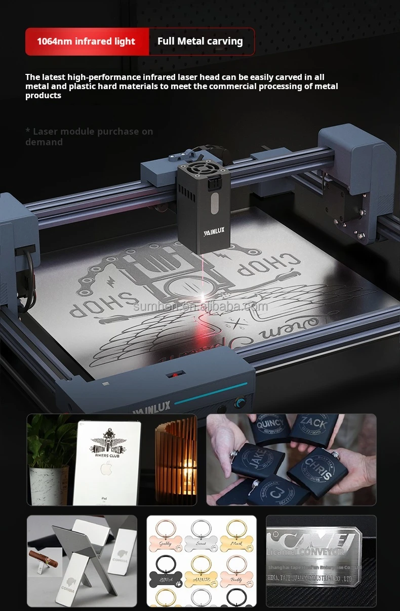 حکاکی دقیق لوگو روی چوب با دستگاه لیزر WAINLUX X1