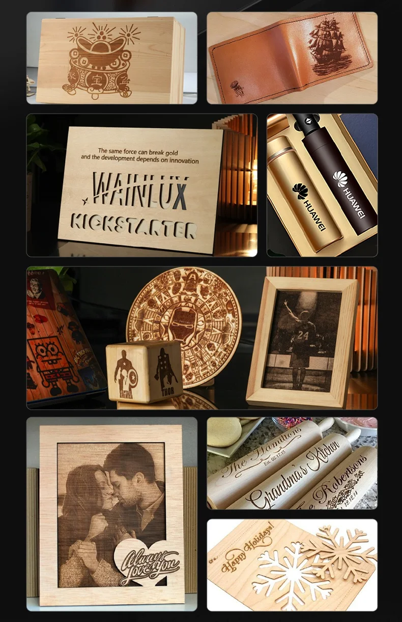 حکاکی دقیق لوگو روی چوب با دستگاه لیزر WAINLUX X1