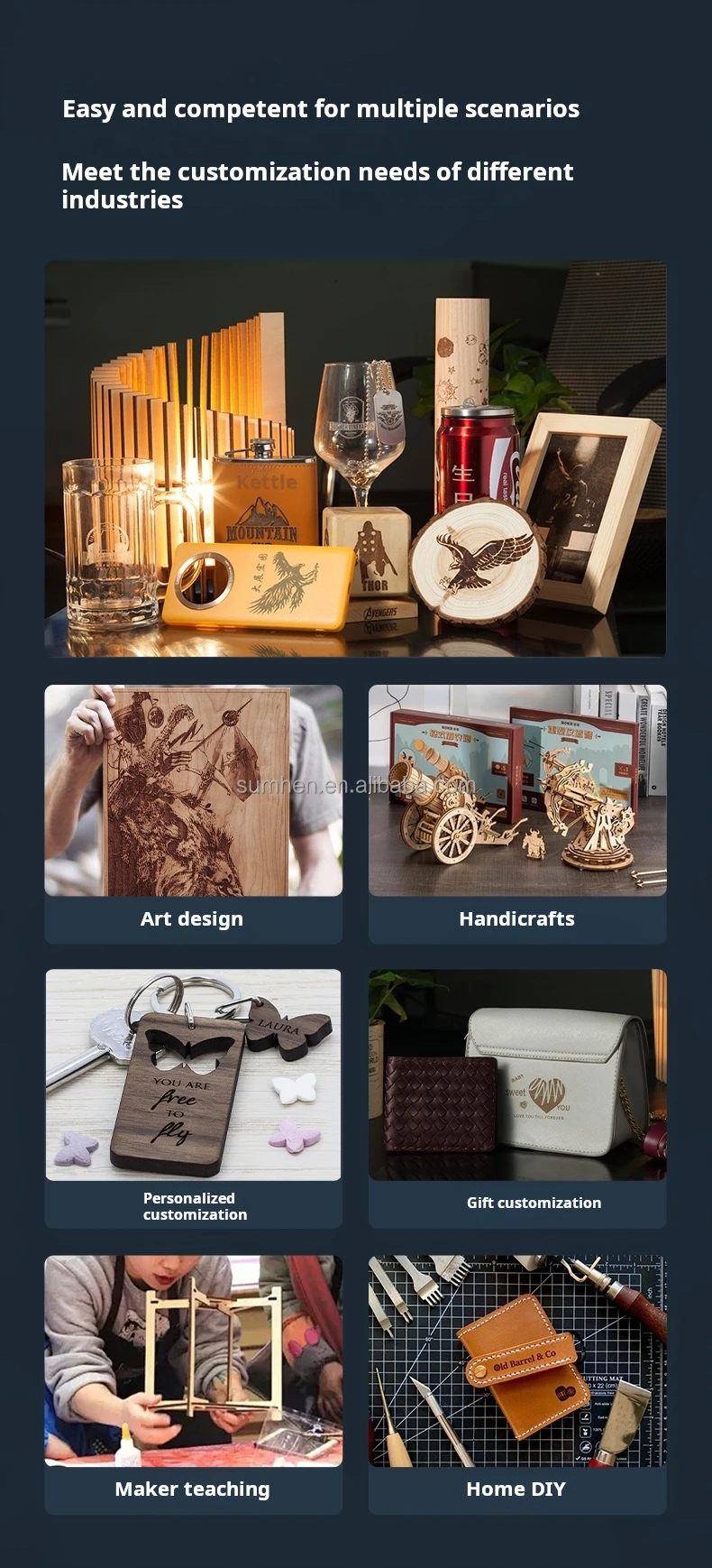 حکاکی دقیق لوگو روی چوب با دستگاه لیزر WAINLUX X1