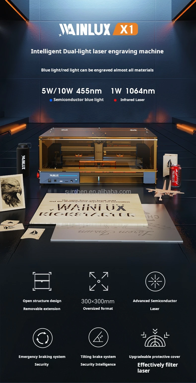 حکاکی دقیق لوگو روی چوب با دستگاه لیزر WAINLUX X1