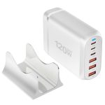 شارژر برقی 120 وات GaN مدل Portable با چهار پورت USB C و فناوری PD برای مک‌بوک و تلفن همراه