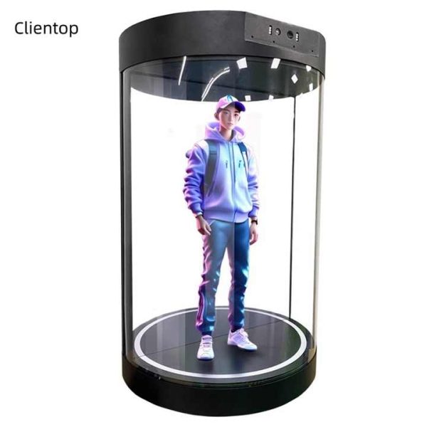 75 Inch Human Size Hologram Cabinet Transparent Screen Ai Interaction Holo Tube 3D Holographic Display