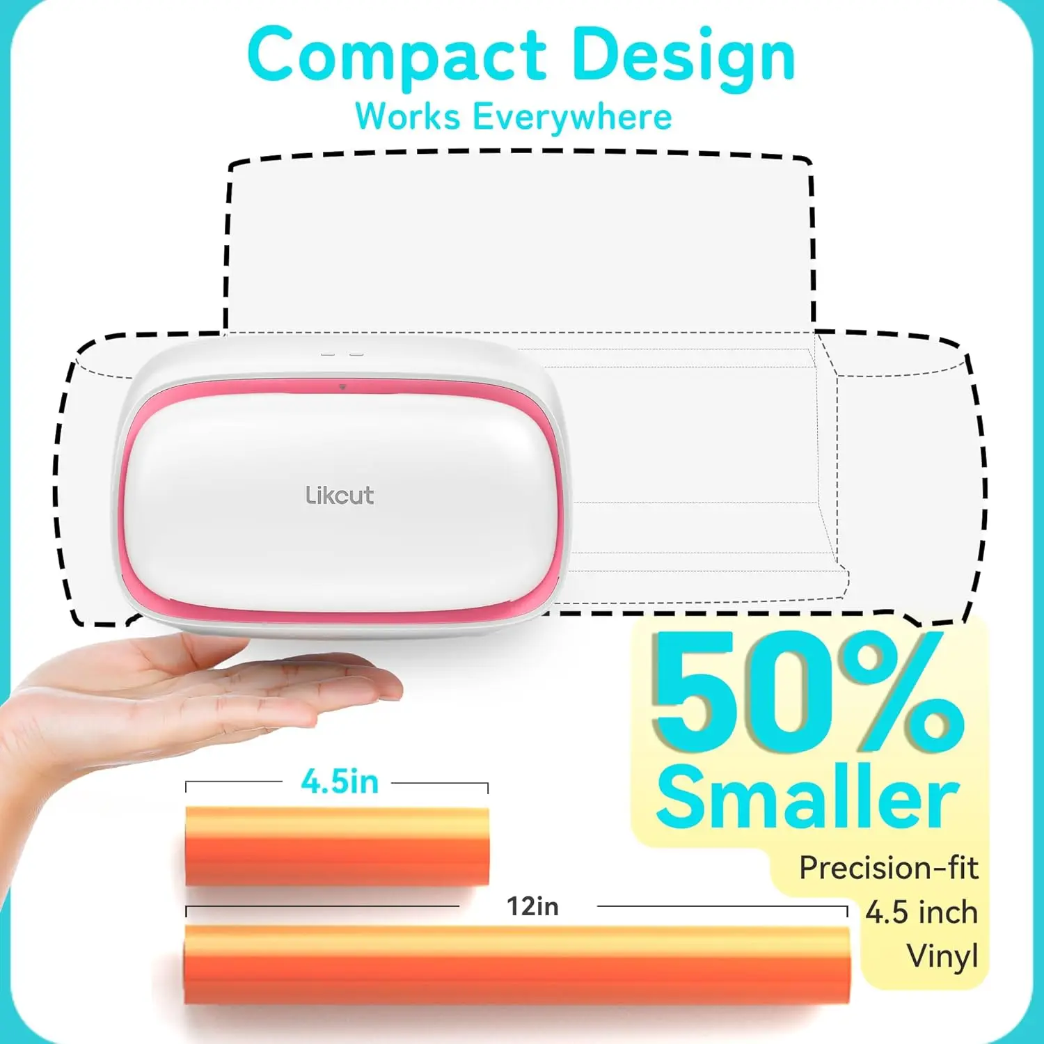 کاربر در حال استفاده از دستگاه پلاتر استیکر برای برش طرح روی وینیل