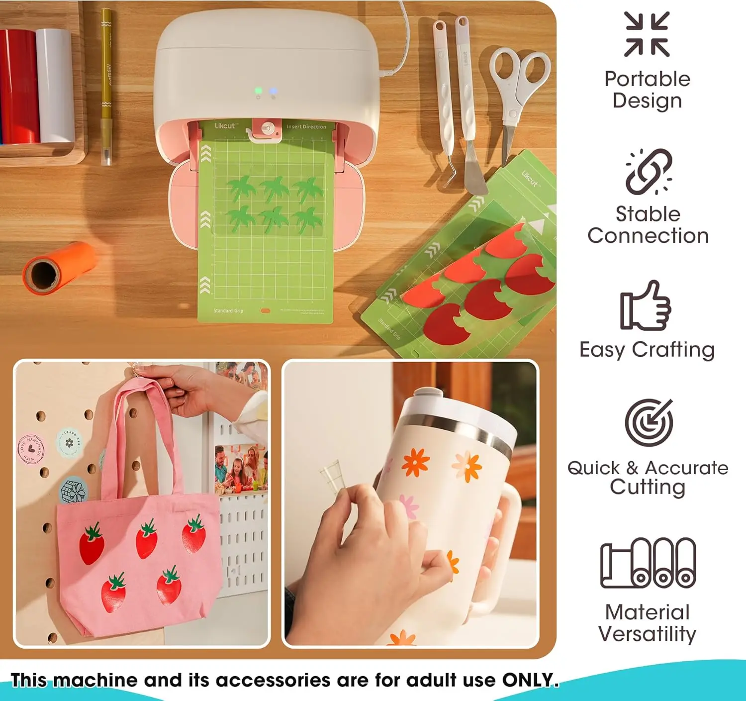 کاربر در حال استفاده از دستگاه پلاتر استیکر برای برش طرح روی وینیل