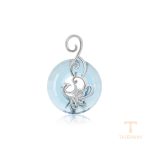اویز ژوپینگ طلای سفید (رادیوم) نگین‌دار کد 14P2521904